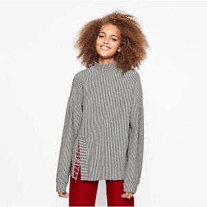 Zara Black, White and Red Women's Turtleneck Sweater